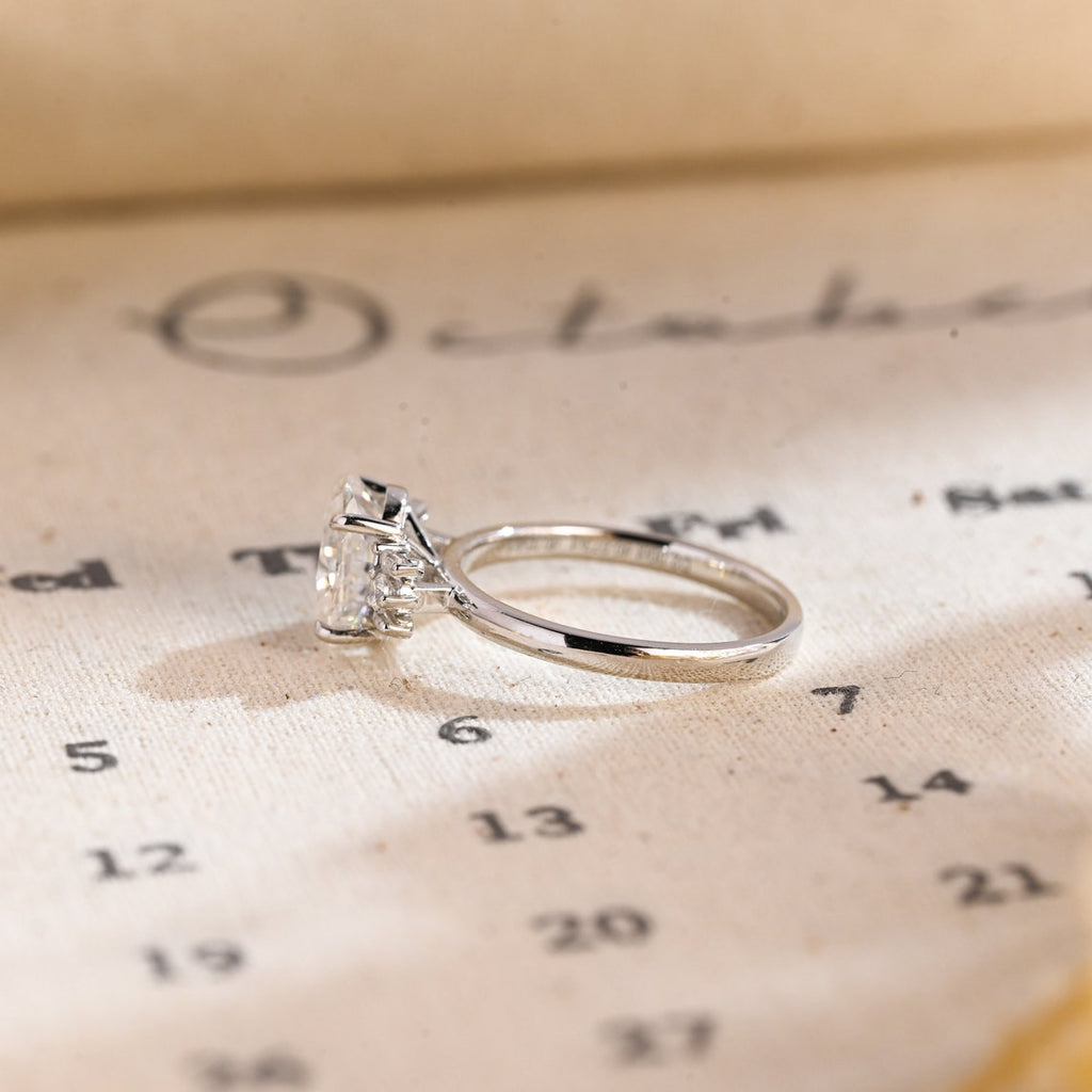 1.0 - 3.50 CT Cluster Oval Lab Grown Diamond Engagement Ring