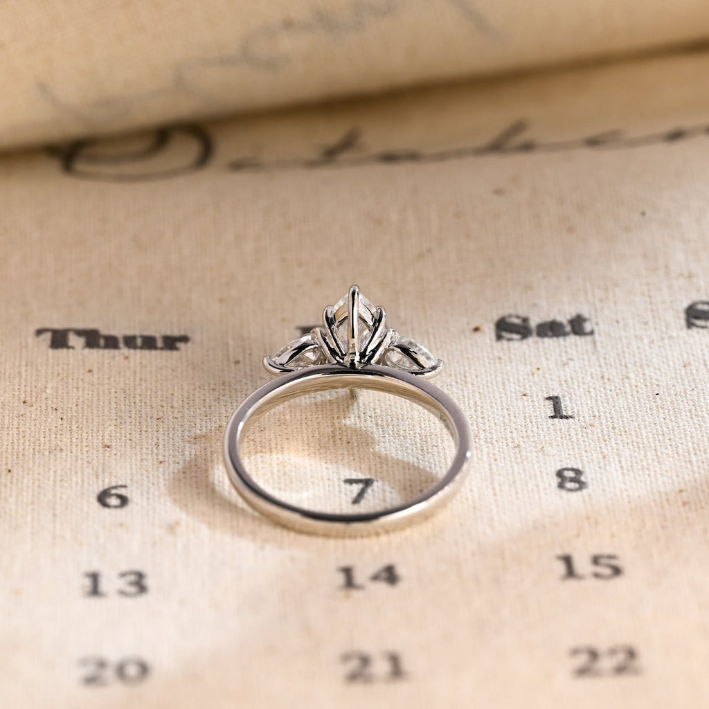 1.0 - 3.50 CT Marquise Cut Lab Grown Diamond Three Stone Engagement Ring