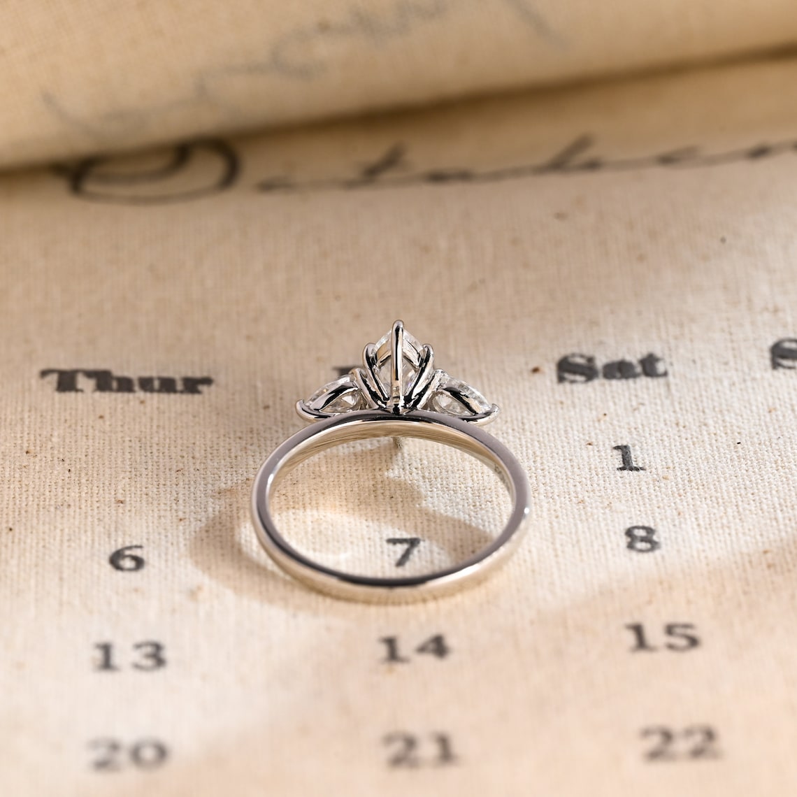 1.0 - 3.50 CT Marquise Cut Lab Grown Diamond Three Stone Engagement Ring