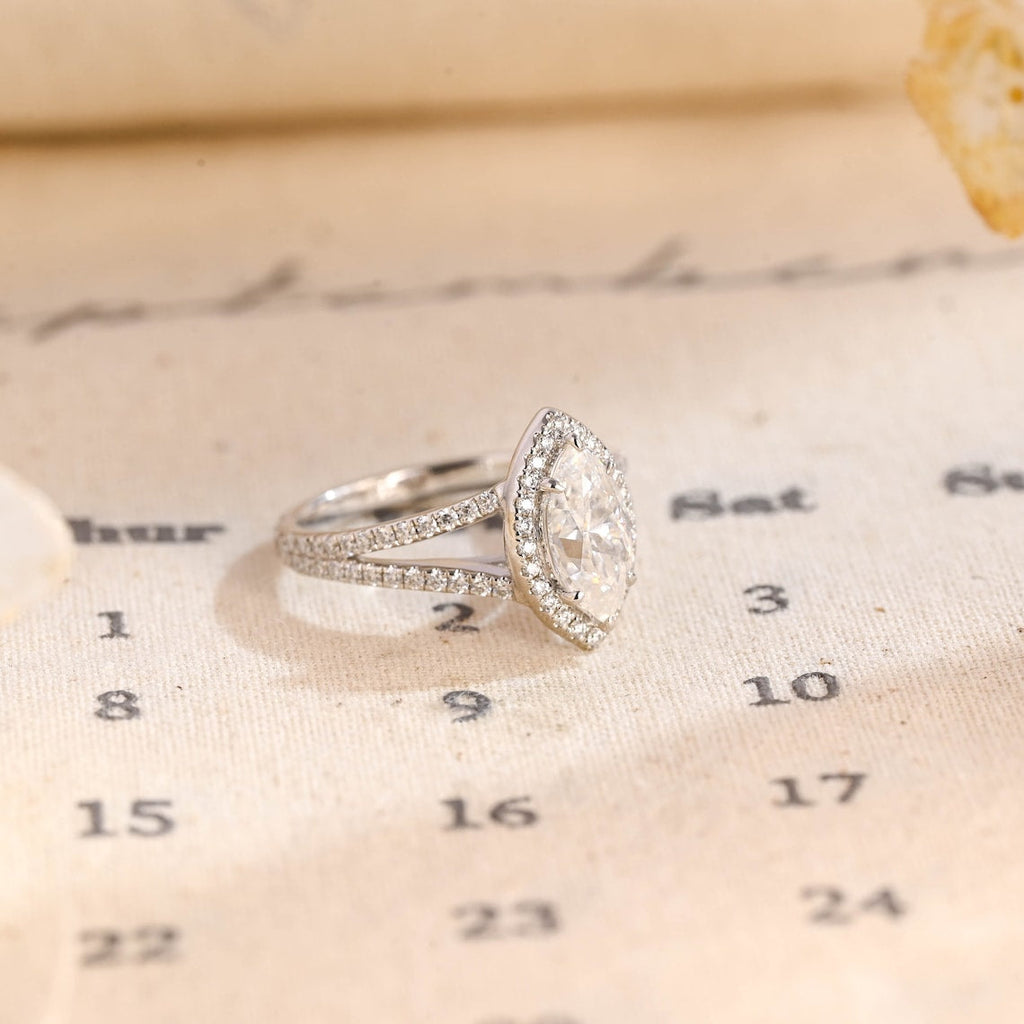 1.0 - 3.50 CT Marquise Lab Grown Diamond Split Shank Setting Engagement Ring