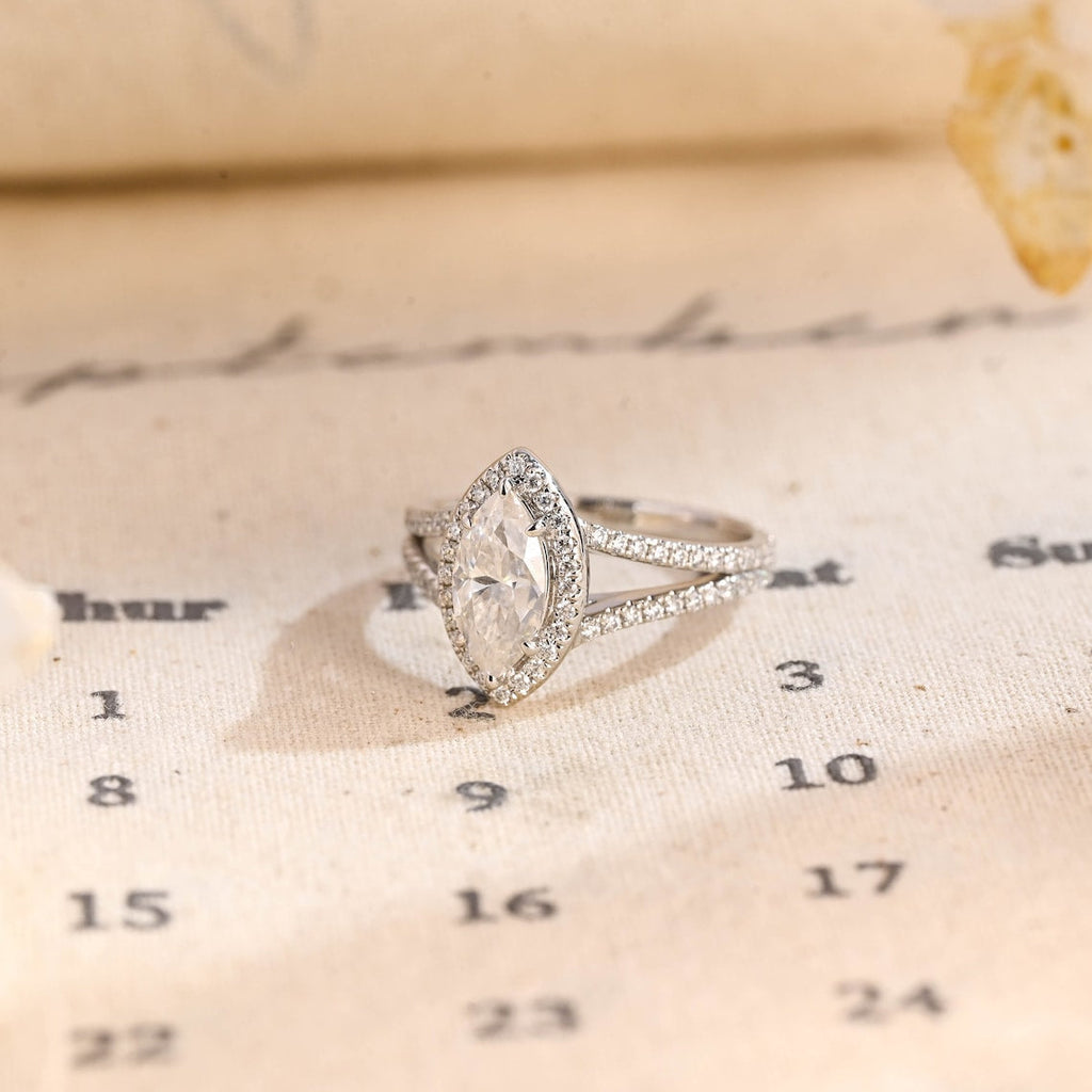 1.0 - 3.50 CT Marquise Lab Grown Diamond Split Shank Setting Engagement Ring