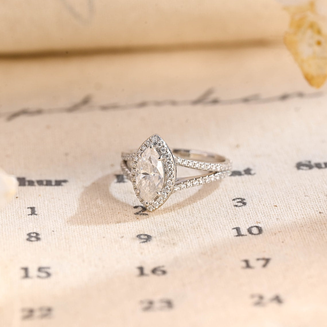 1.0 - 3.50 CT Marquise Lab Grown Diamond Split Shank Setting Engagement Ring