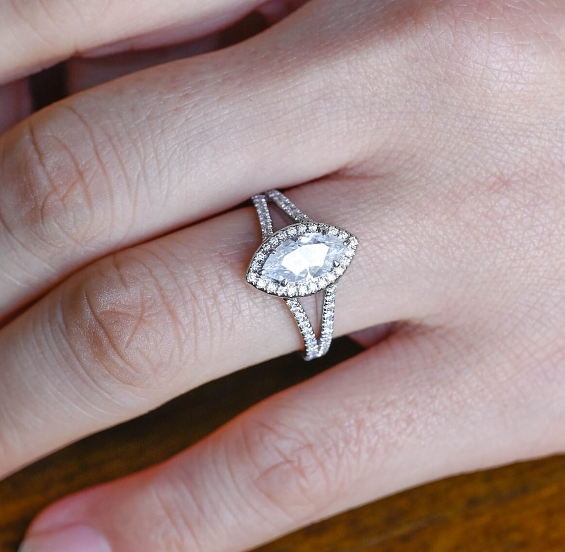 Marquise Lab Grown Diamond Split Shank Setting Engagement Ring