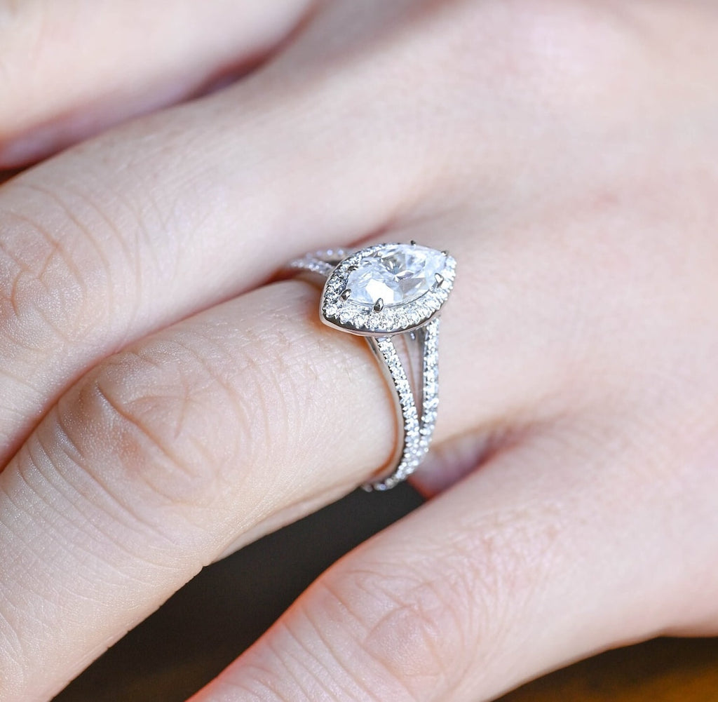 1.0 - 3.50 CT Marquise Lab Grown Diamond Split Shank Setting Engagement Ring