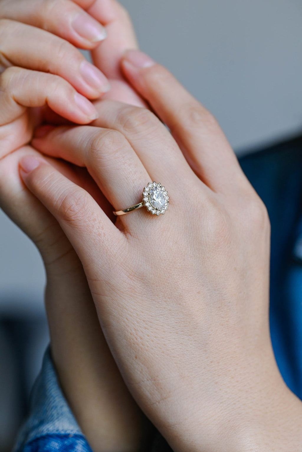 1.0 - 3.50 CT Oval Cut Lab Grown Diamond Halo Engagement Ring