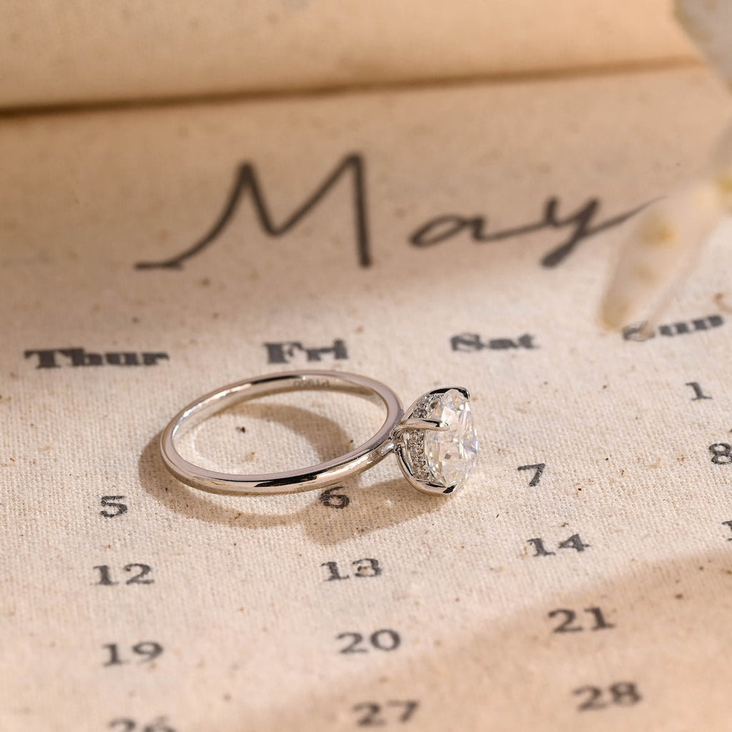 1.0 - 3.50 CT Hidden Halo Oval Lab Grown Diamond Engagement Ring
