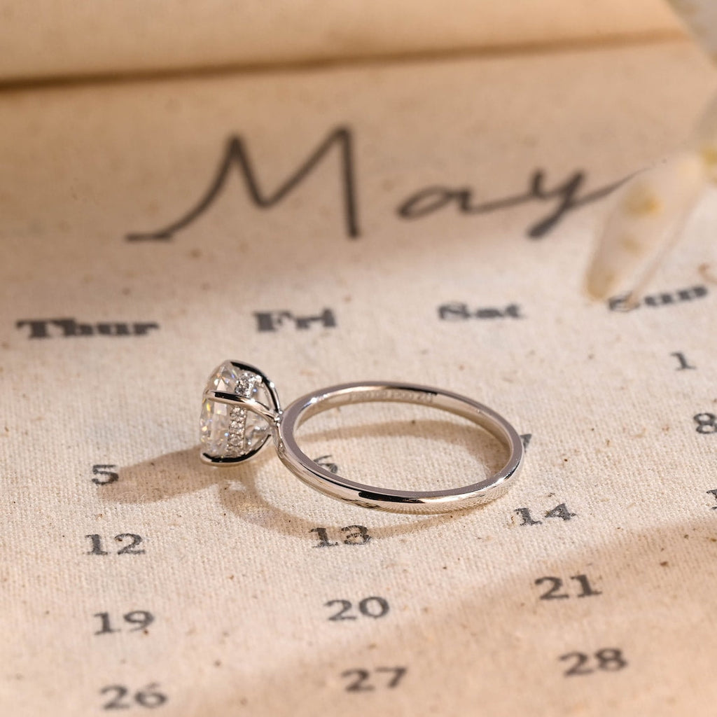 1.0 - 3.50 CT Hidden Halo Oval Lab Grown Diamond Engagement Ring