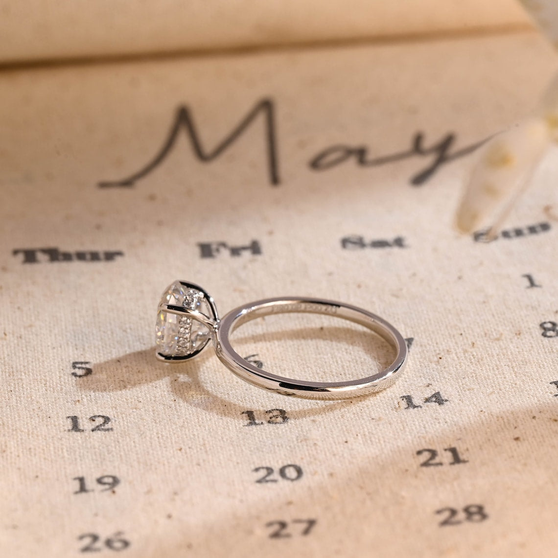 1.0 - 3.50 CT Hidden Halo Oval Lab Grown Diamond Engagement Ring