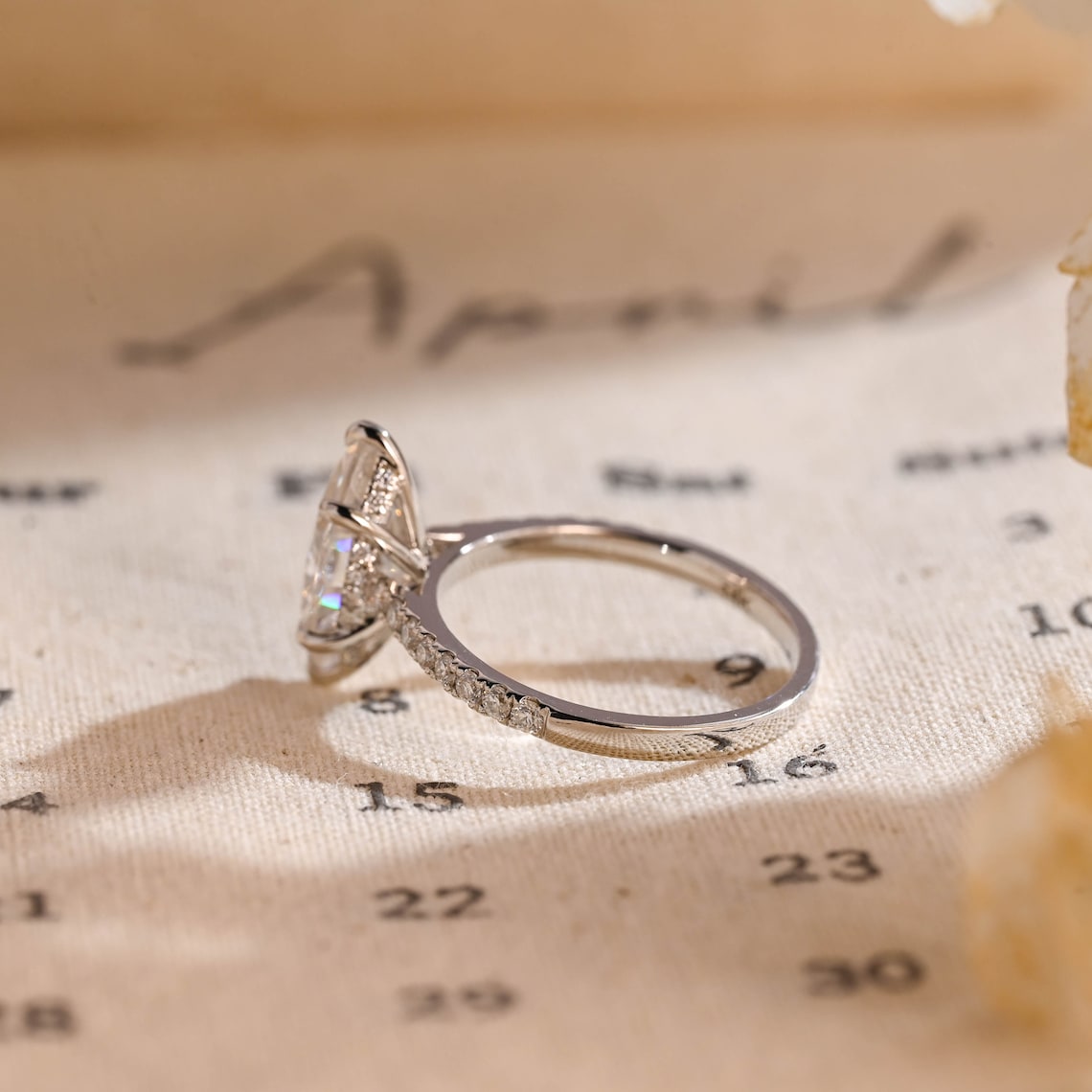 1.0 - 3.50 CT Hidden Halo Marquise Lab Grown Diamond Engagement Ring