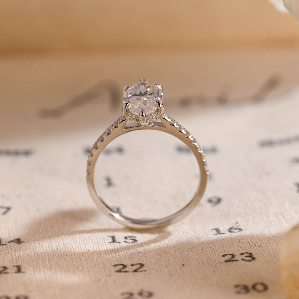 1.0 - 3.50 CT Hidden Halo Marquise Lab Grown Diamond Engagement Ring