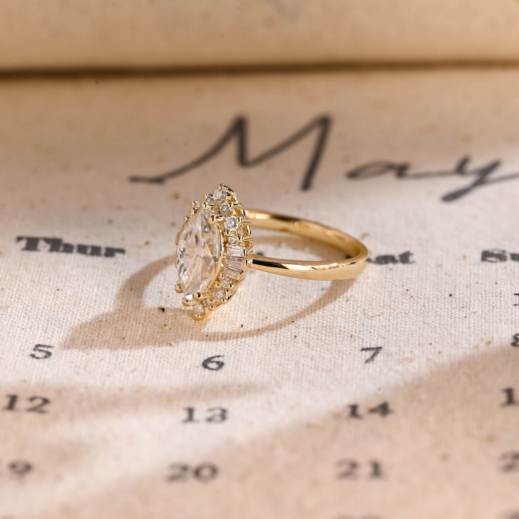 Marquise Cut Lab Grown Diamond Halo Engagement Ring – 1.0 - 3.50 CT