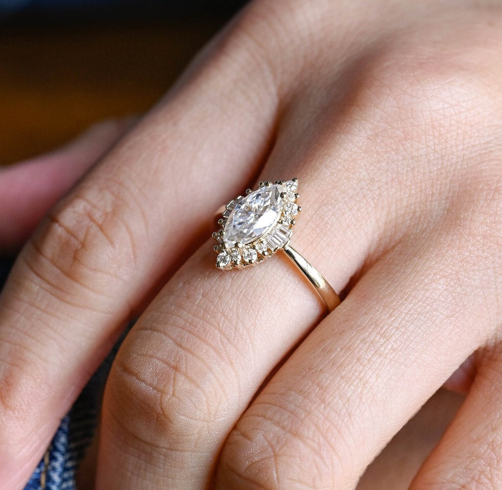 Marquise Cut Lab Grown Diamond Halo Engagement Ring – 1.0 - 3.50 CT