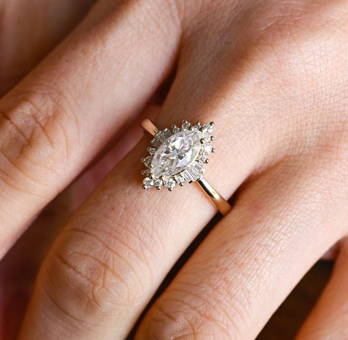 Marquise Cut Lab Grown Diamond Halo Engagement Ring – 1.0 - 3.50 CT