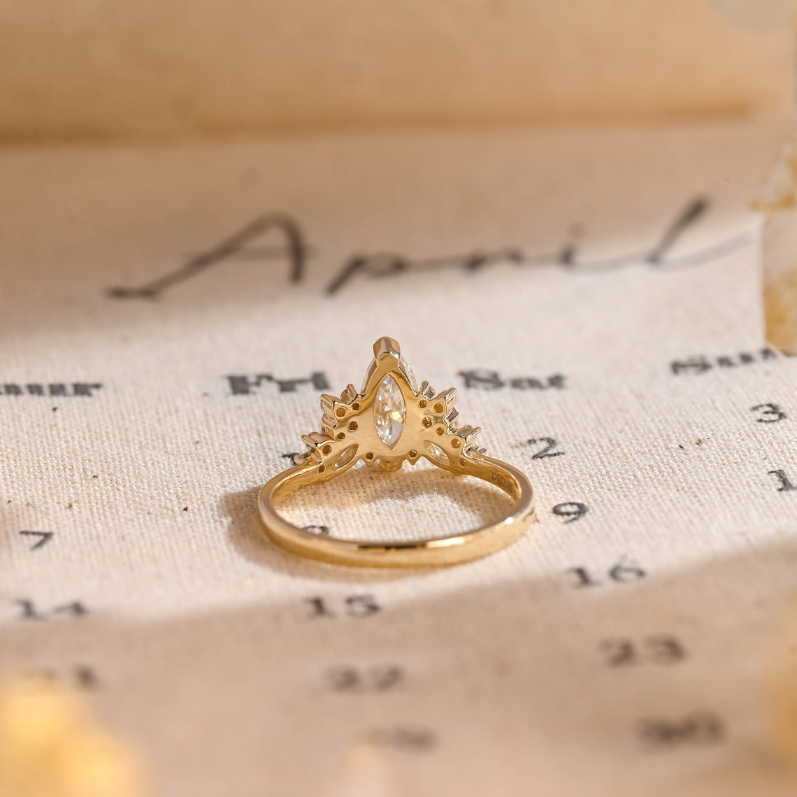 1.0 - 3.50 CT Marquise Cut Lab Grown Diamond Cluster Engagement Ring