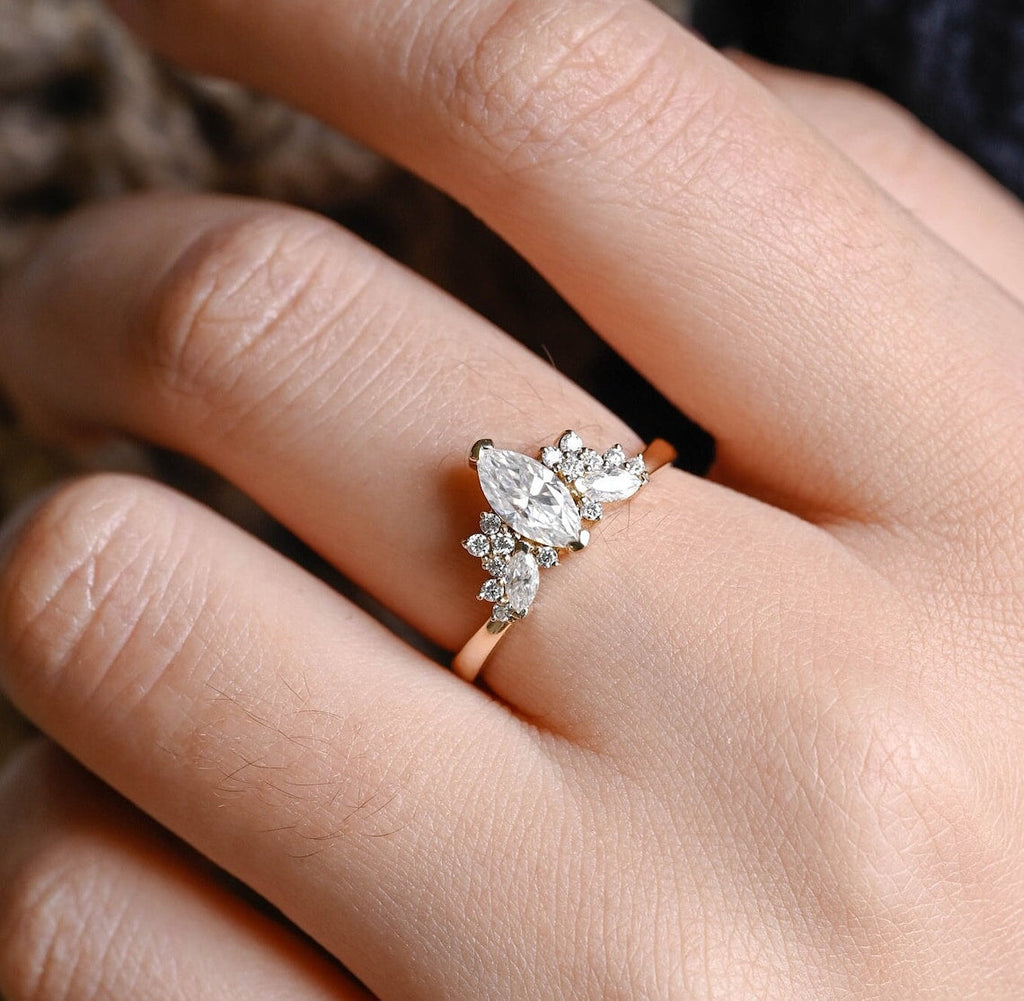 Marquise Cut Lab Grown Diamond Cluster Engagement Ring