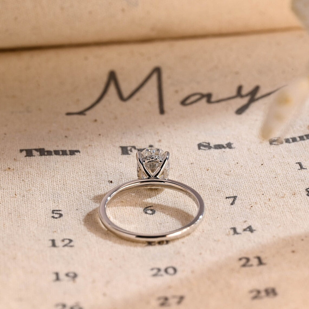 1.0 - 3.50 CT Hidden Halo Oval Lab Grown Diamond Engagement Ring