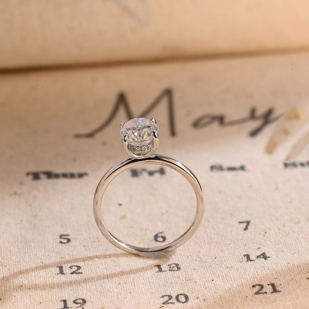 1.0 - 3.50 CT Hidden Halo Oval Lab Grown Diamond Engagement Ring