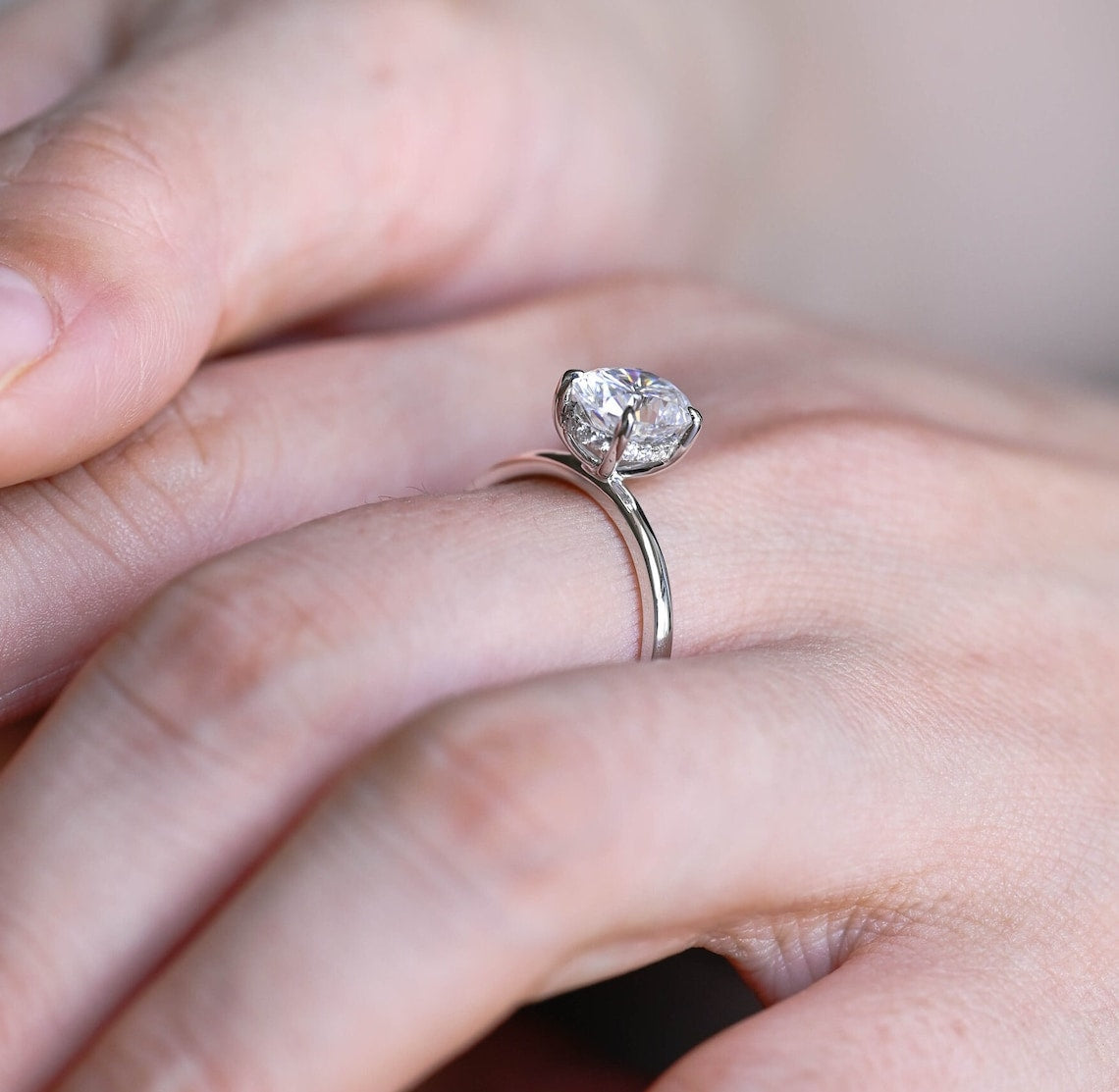 1.0 - 3.50 CT Hidden Halo Oval Lab Grown Diamond Engagement Ring
