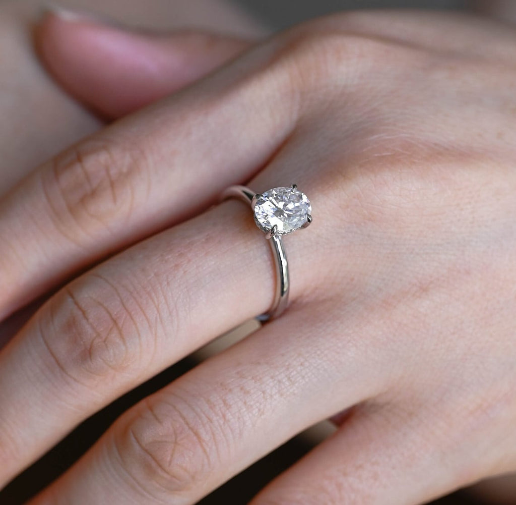 1.0 - 3.50 CT Hidden Halo Oval Lab Grown Diamond Engagement Ring