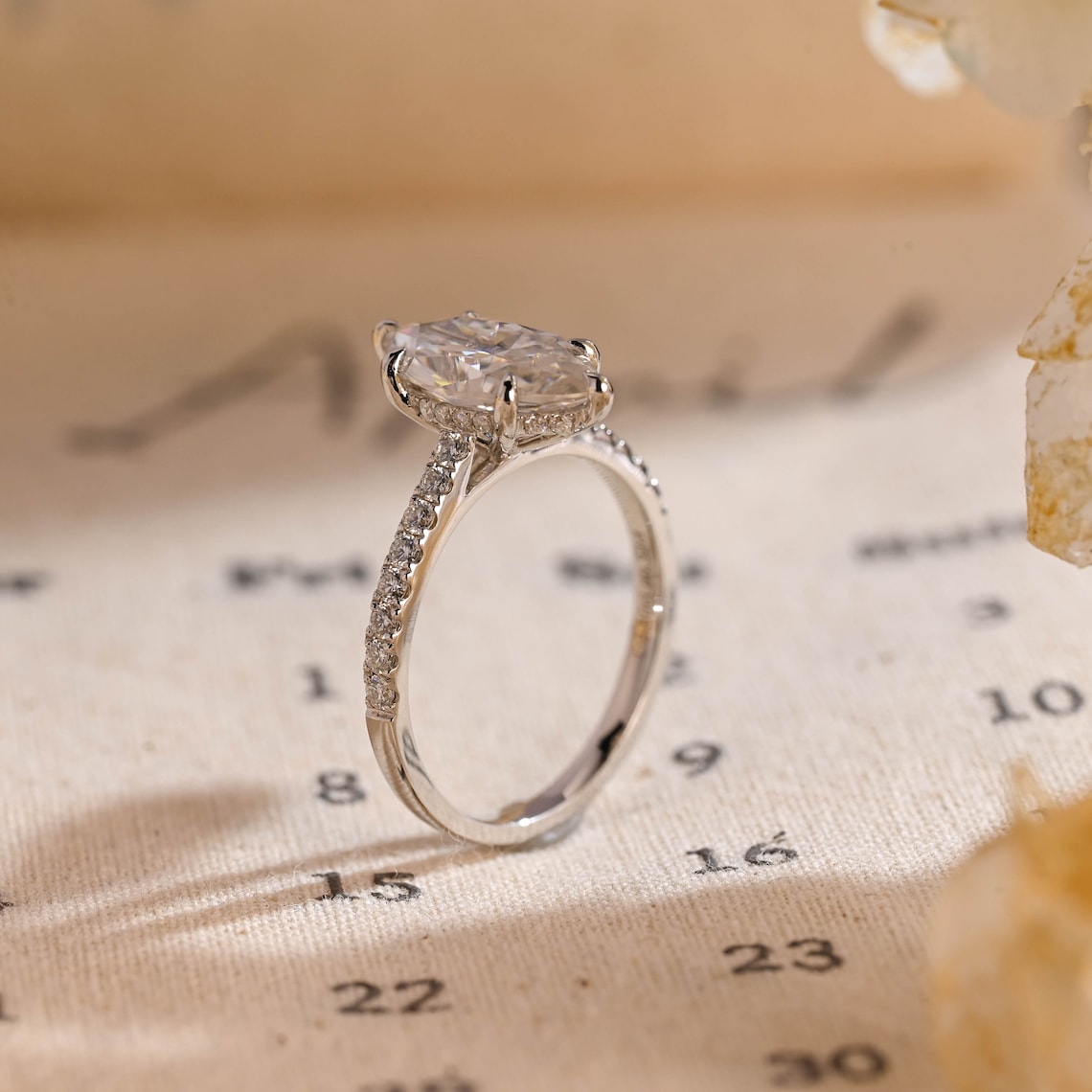 1.0 - 3.50 CT Hidden Halo Marquise Lab Grown Diamond Engagement Ring