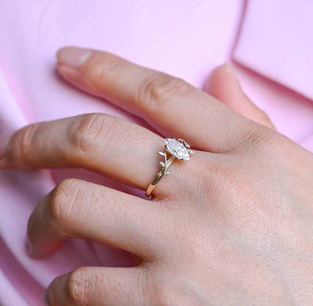 1.0 - 3.50 CT Art Deco Marquise Lab Grown Diamond Engagement Ring