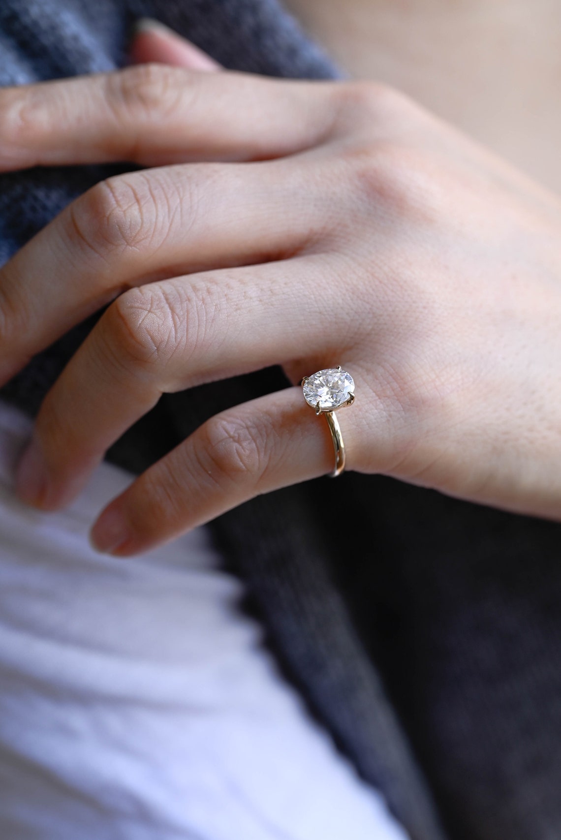 1.0 - 3.50 CT Oval Cut Lab Grown Diamond Solitaire Engagement Ring