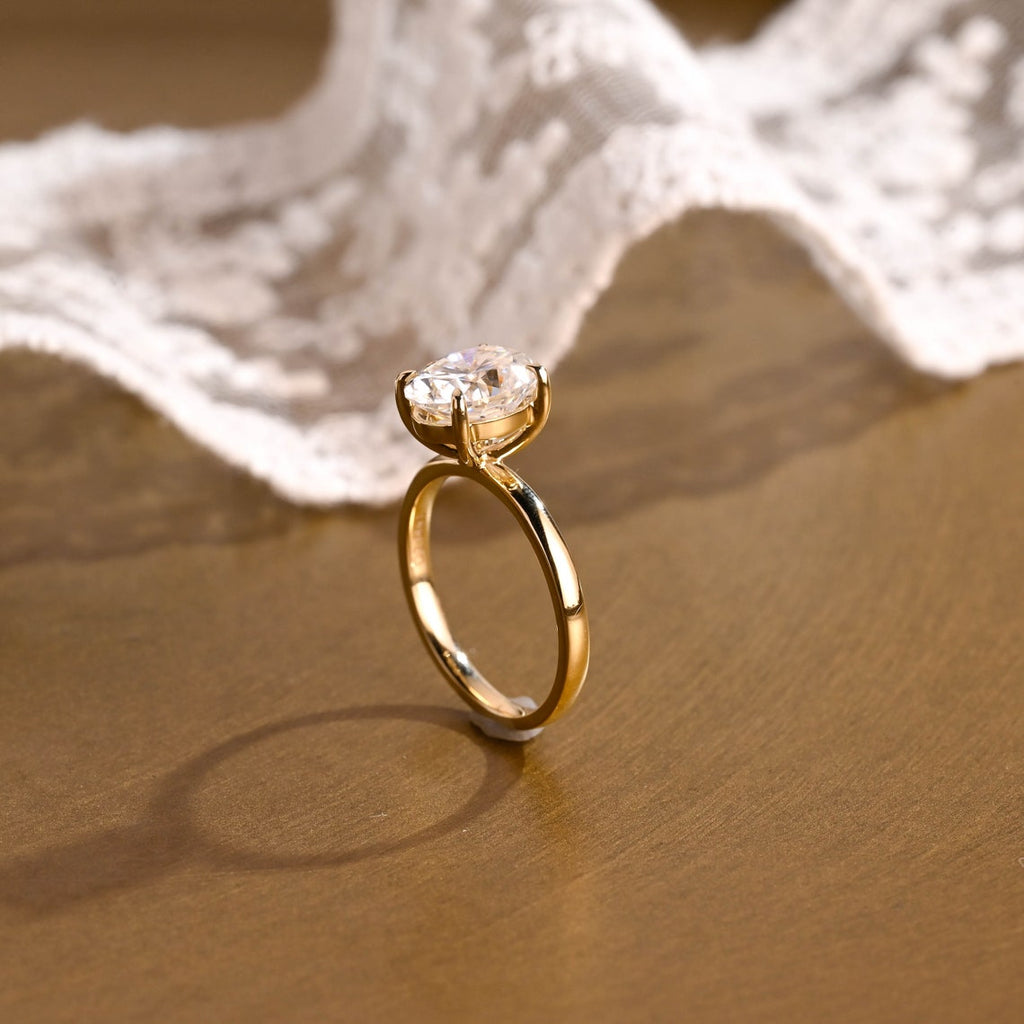 1.0 - 3.50 CT Oval Cut Lab Grown Diamond Solitaire Engagement Ring