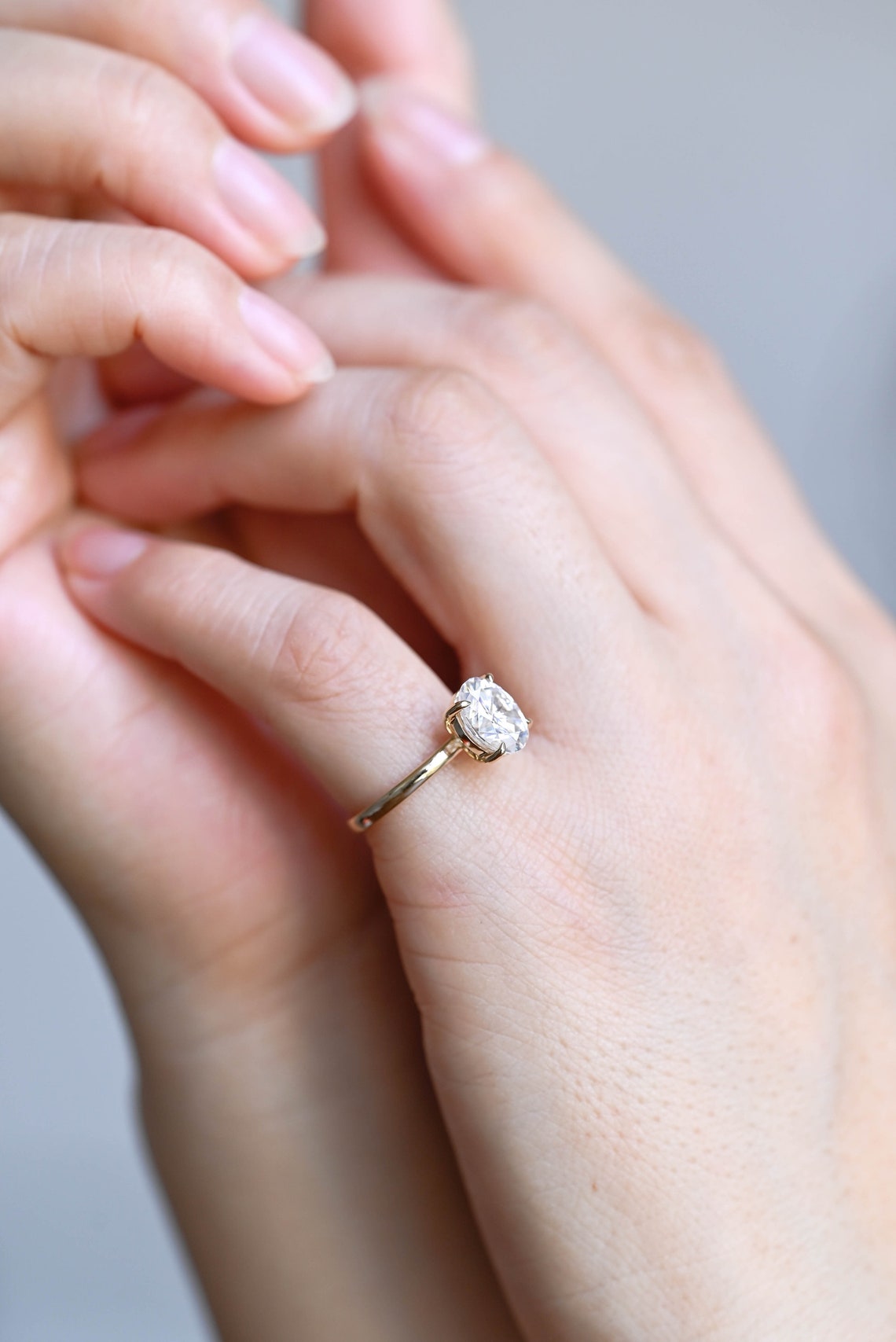 1.0 - 3.50 CT Oval Cut Lab Grown Diamond Solitaire Engagement Ring