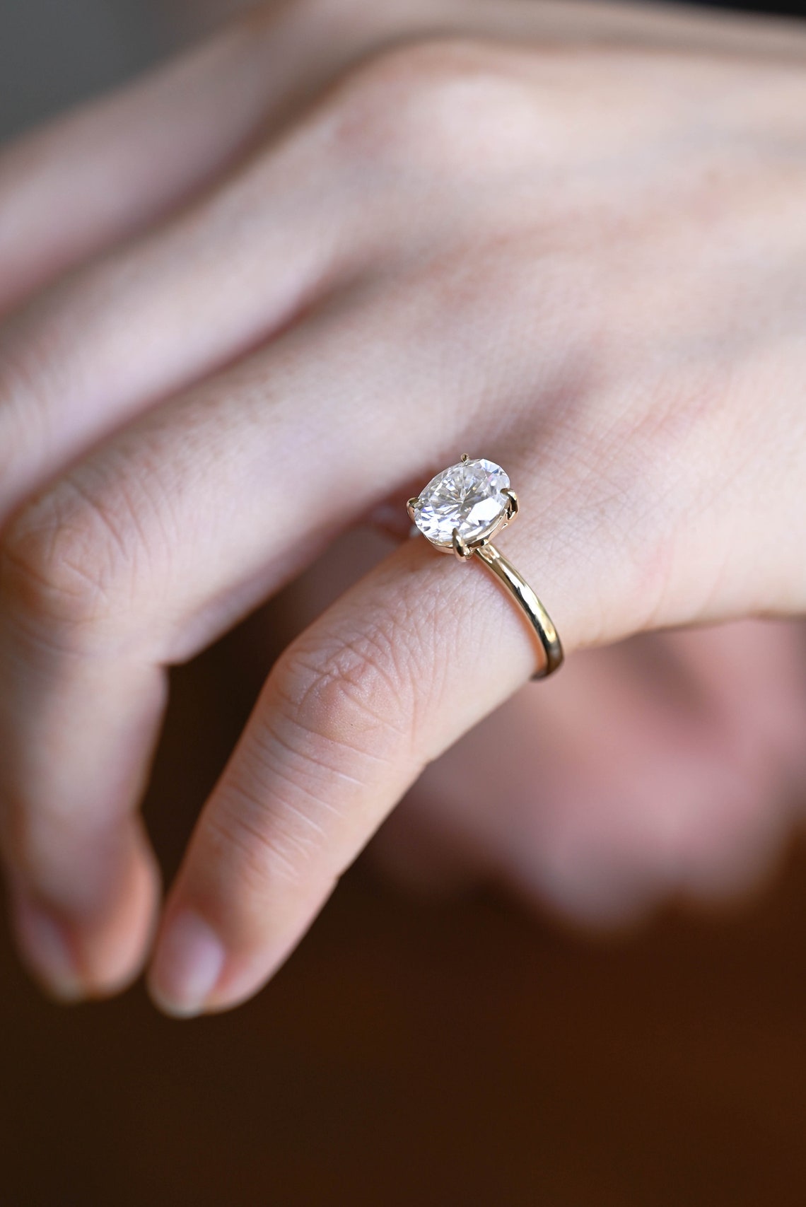 Oval Cut Lab Grown Diamond Solitaire Engagement Ring