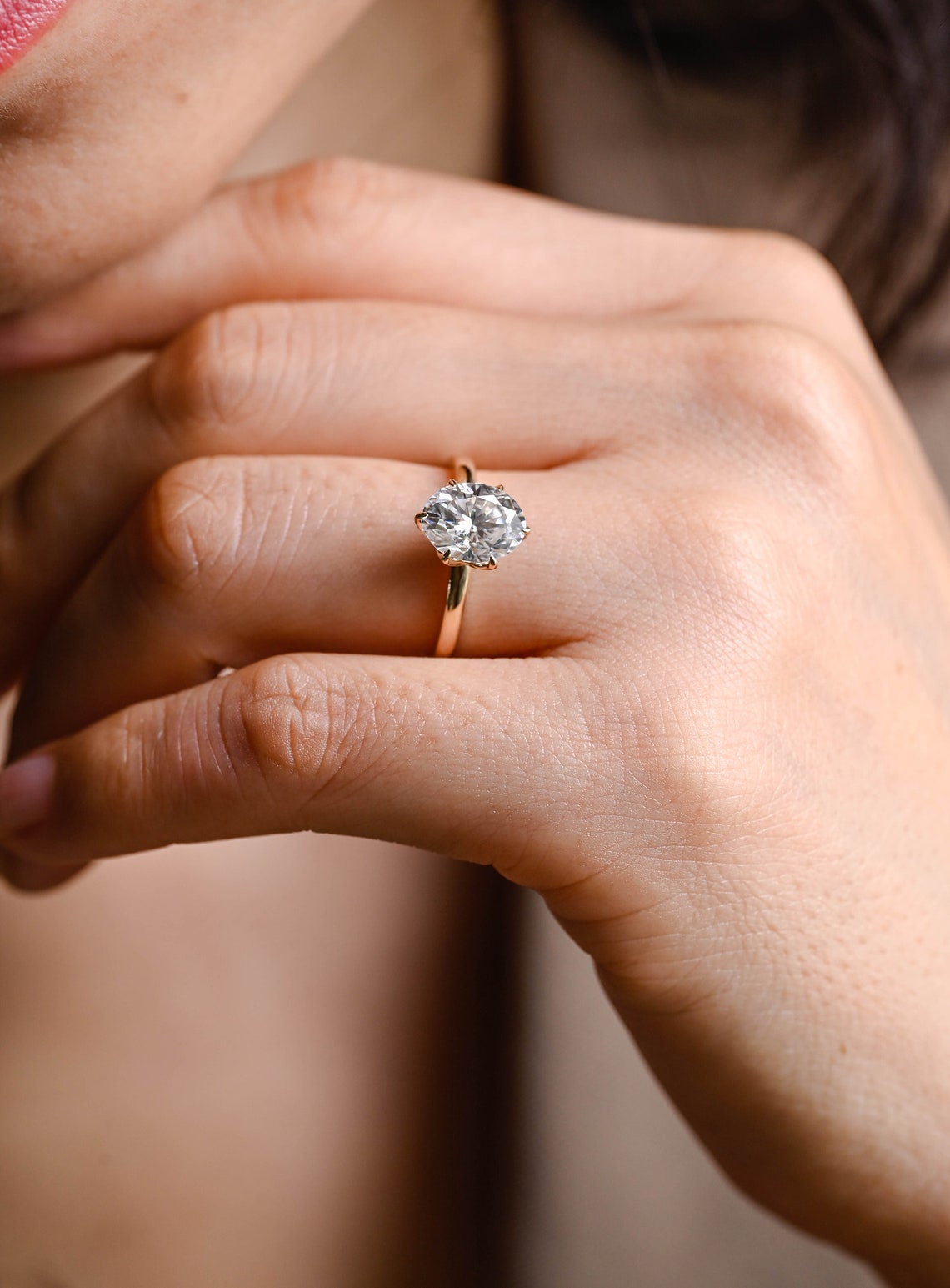 Oval Cut Lab Grown Diamond Solitaire Engagement Ring