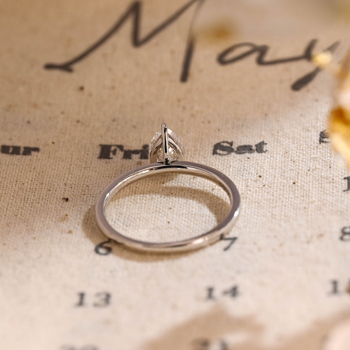 Pear Cut Lab Grown Diamond Solitaire Engagement Ring – 10K/14K/18K Gold & Platinum – 1.0–3.5 CT