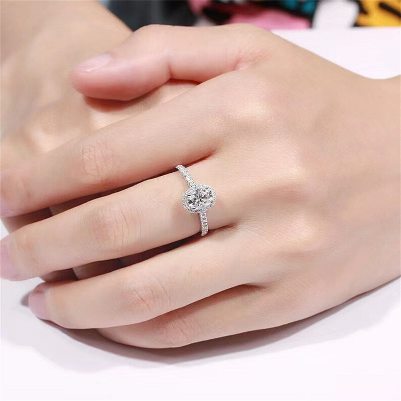 Oval Cut Lab Grown Diamond Halo Engagement Ring
