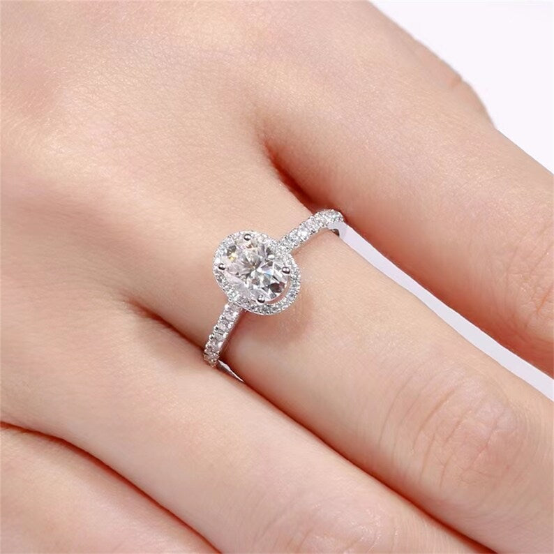 Oval Cut Lab Grown Diamond Halo Engagement Ring – 1.0 - 3.50 CT