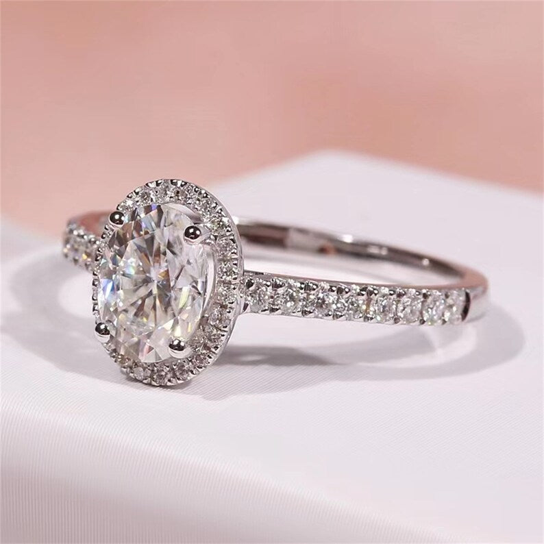 Oval Cut Lab Grown Diamond Halo Engagement Ring – 1.0 - 3.50 CT